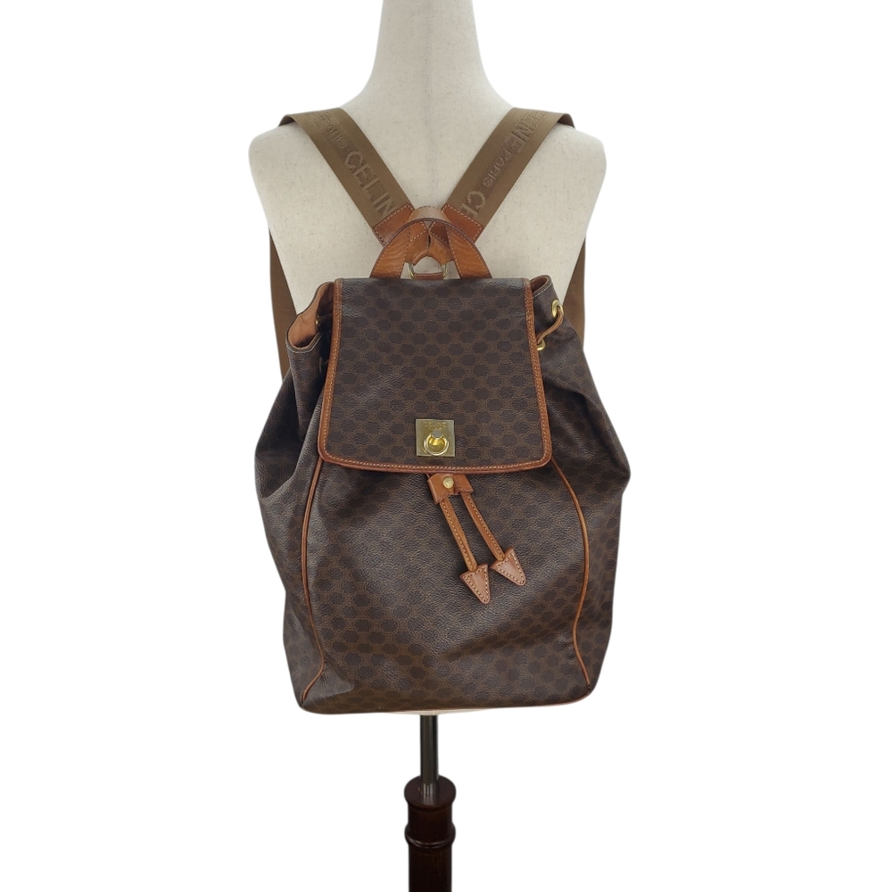 Authentic Celine Macadam Coated Canvas Fabric Strap Medium Backpack - Picture 12 of 16